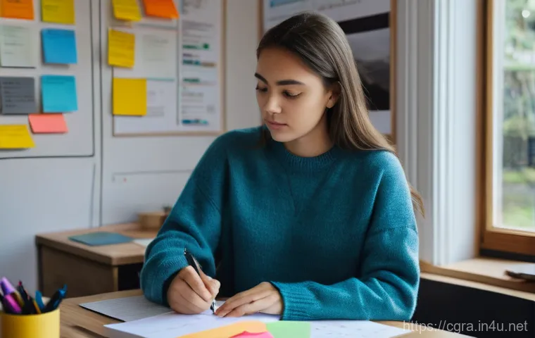 컴퓨터그래픽스운용기능사 자격증 시험의 기출 분석 - A focused female student in her early twenties, with a warm, natural expression, sitting at a clean ...